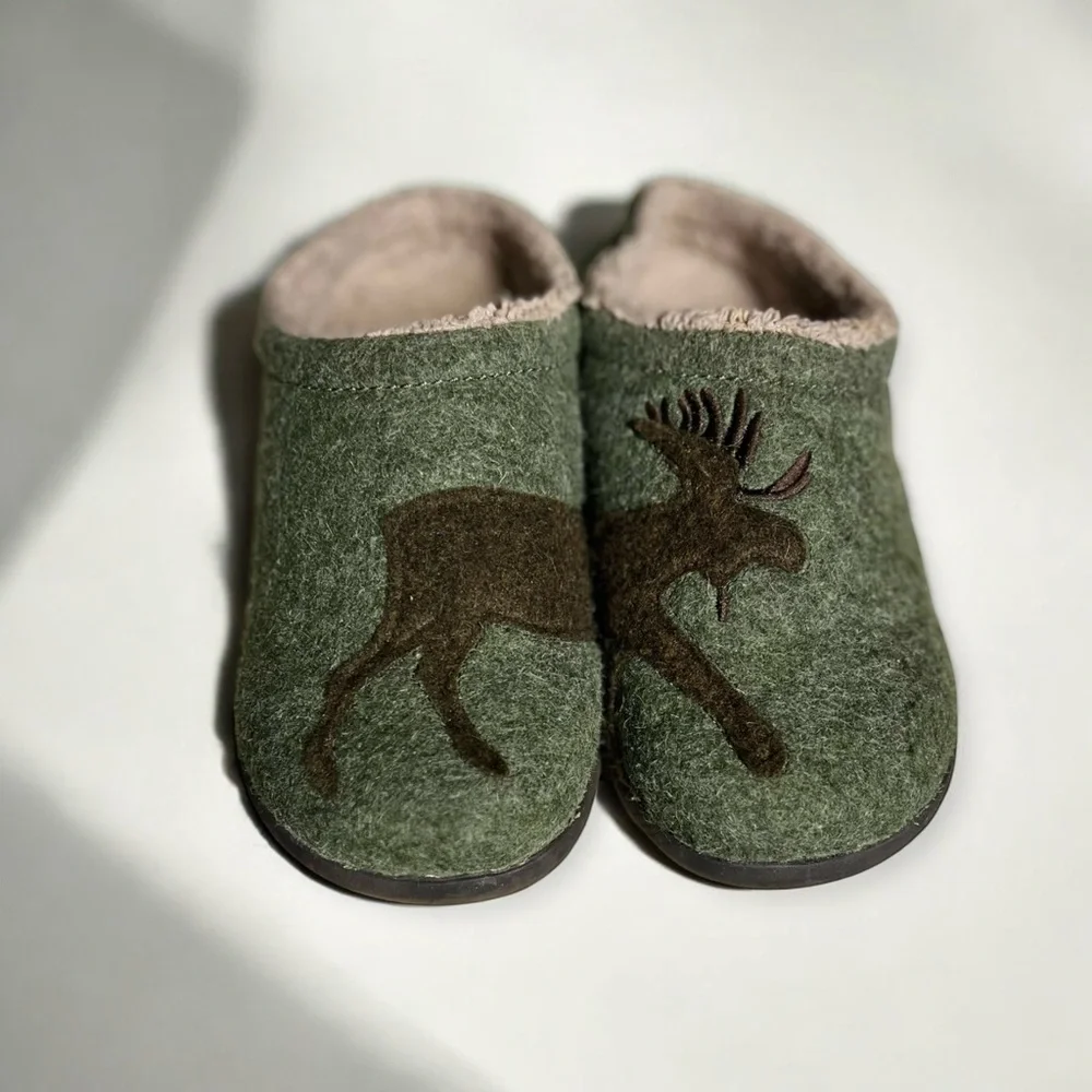 🌻L.L.Bean Moose Pattern Wool-clog style Daybreak Scuffs Women's Size 6